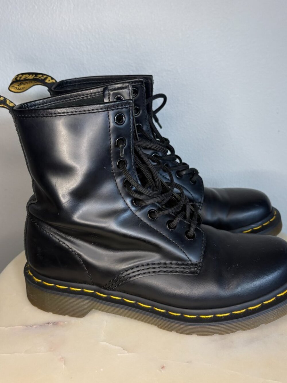 Original Combat Dr. Martens Boots Smooth Black Leather US Womens Size 8 - Picture 9 of 9